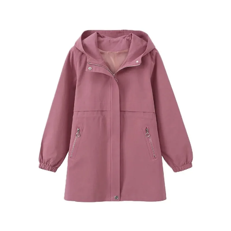 Windbreaker Coat Long Hooded Anorak