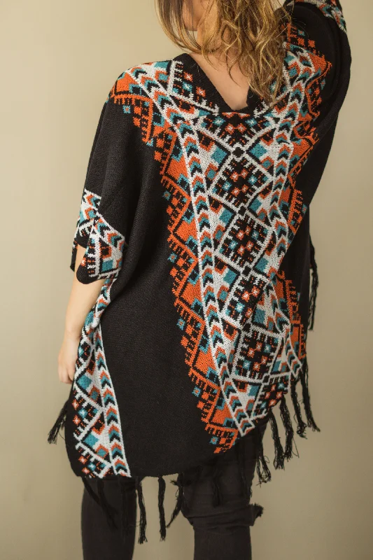 Aztec Boho Wrap Luxe Faux Fur Coat