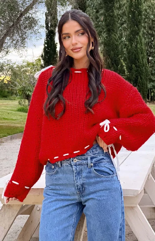 Bea Red Sweater Recycled Down Jacket