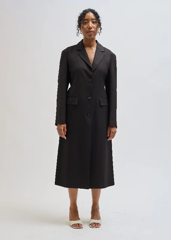 Black Ezra Coat Collared Pea Coat