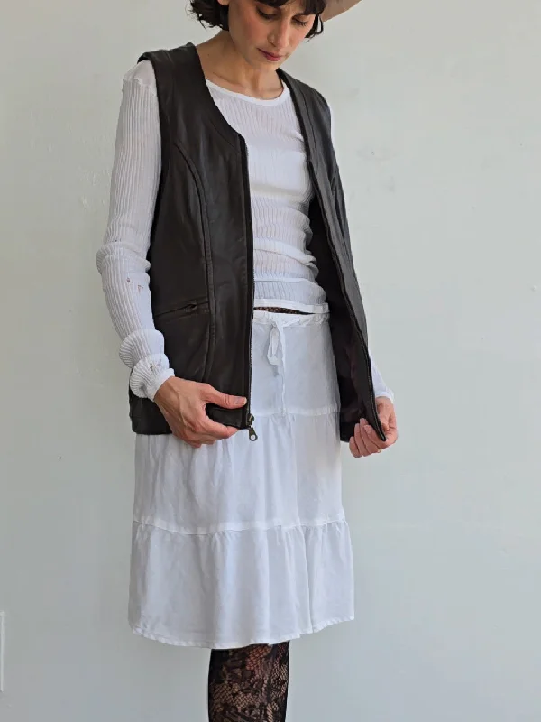 Cocoa Leather Zip Vest Soft Flannel Shacket
