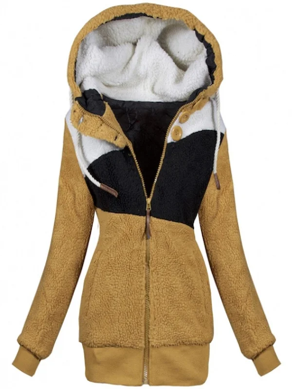 Contrast Stitching Hooded Casual Coats Fitted Tailored Blazer
