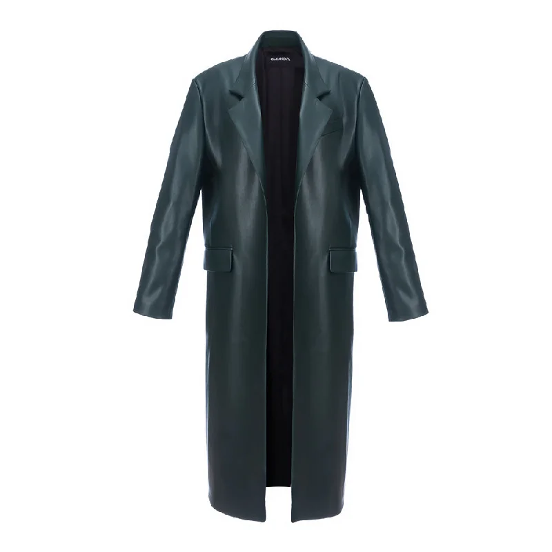 Eco Leather Coat Double-Breasted Trench