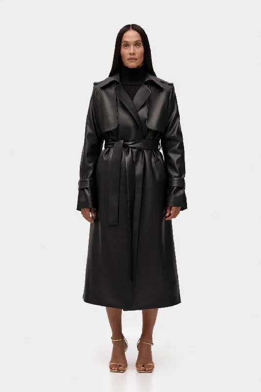 Eco-leather Trench Warm Hooded Poncho