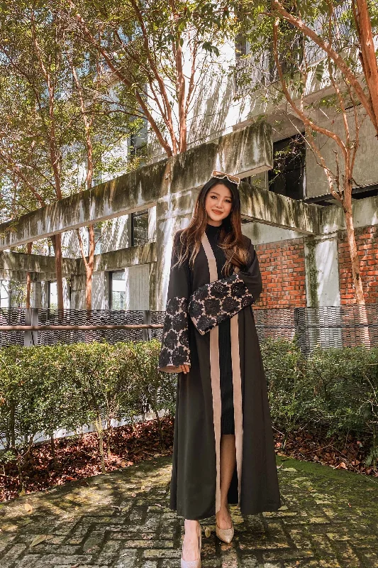 Esheen Embroidered Sleeve Longline Cardigan Oversized Teddy Coat