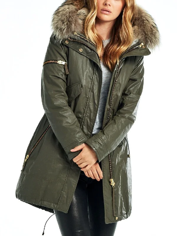 Hooded Fur Collar Plus Velvet Midi Coat Structured Wool Blazer