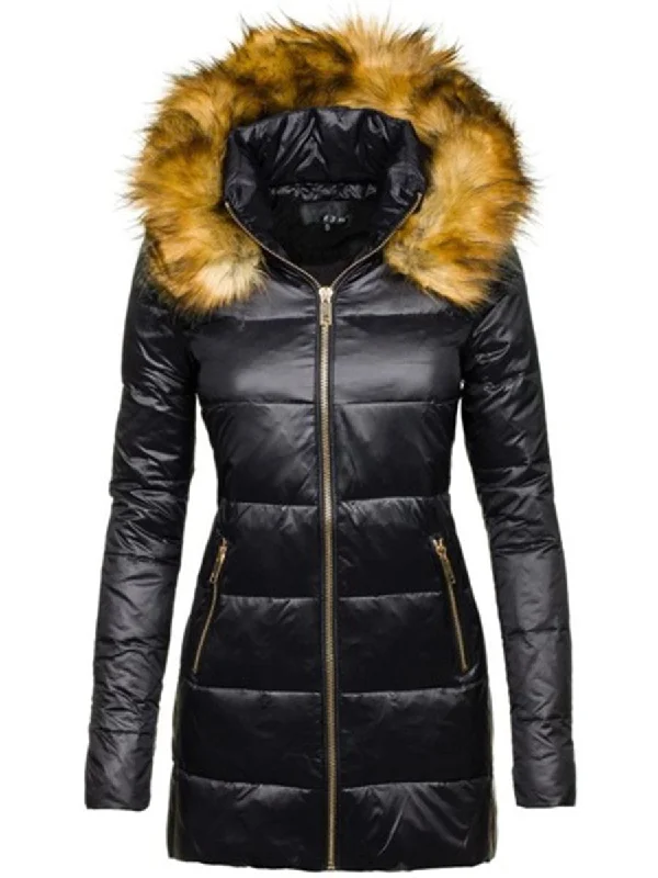 Hooded Solid Color Warm Padded Down Coat Relaxed Utility Shacket