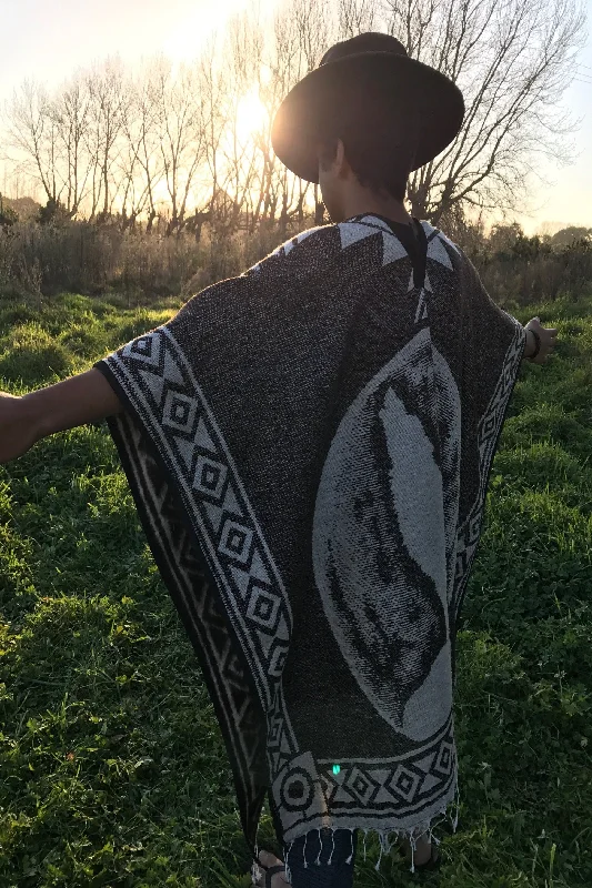 Mexican Blanket Poncho - Howling Wolf A-Line Swing Coat