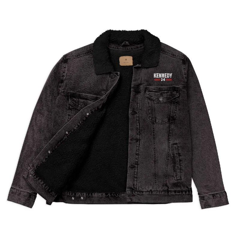 Kennedy Classic Denim Sherpa Jacket Puff Shoulder Coat