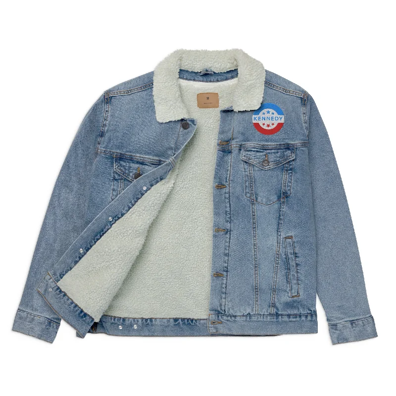 Kennedy For President Warm Denim Jacket Cropped Moto Jacket