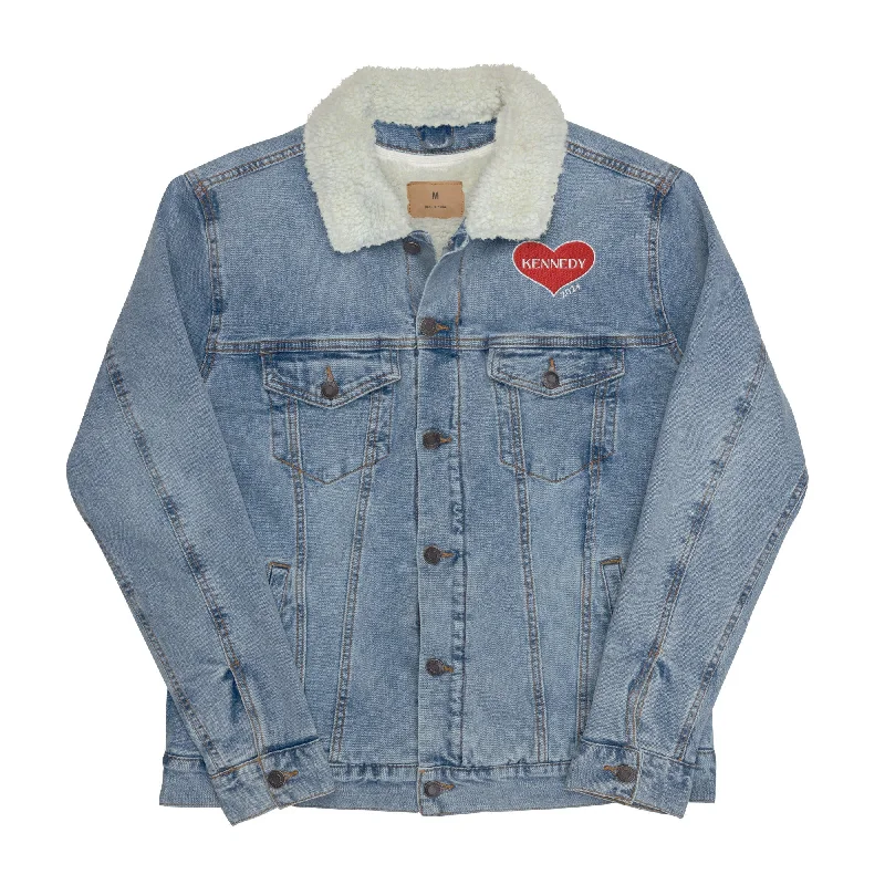Kennedy Heart Unisex Denim Sherpa Jacket Trendy Puffer Vest