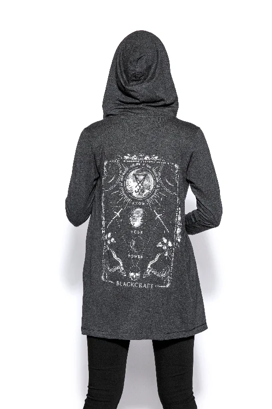 Know Your Power - Cardigan Luxe Satin Long Coat