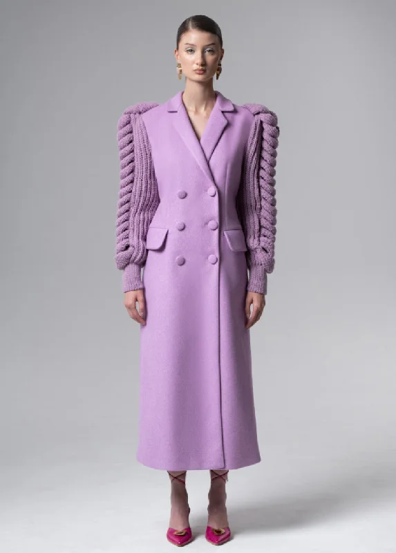 LILAC STATEMENT SLEEVES COAT Adjustable Waist Parka