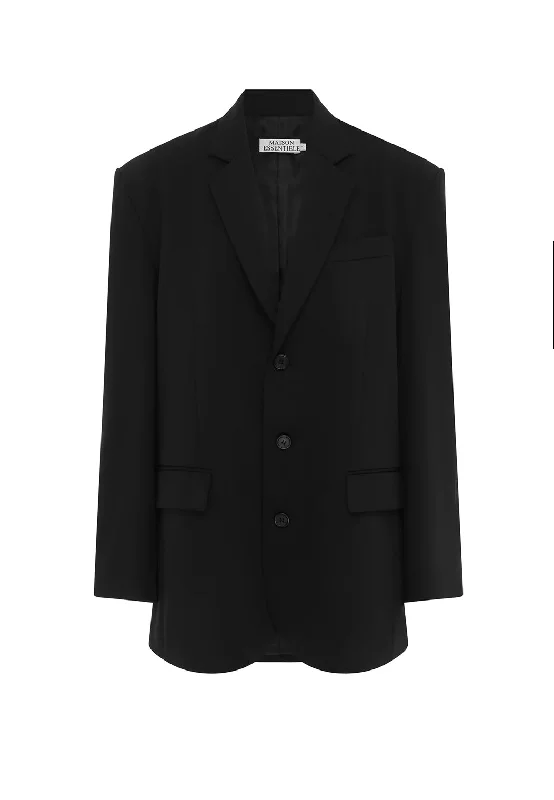 OVERSIZED THREE BUTTON BLAZER - BLACK Sleeveless Puffer Vest