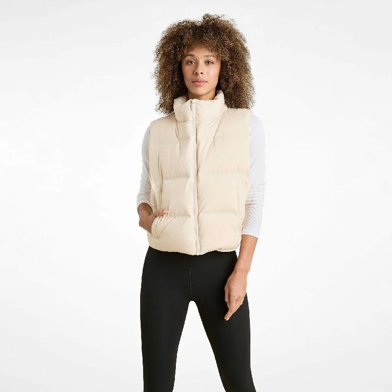 Puffer Vest | Bone Sleeveless Puffer Vest
