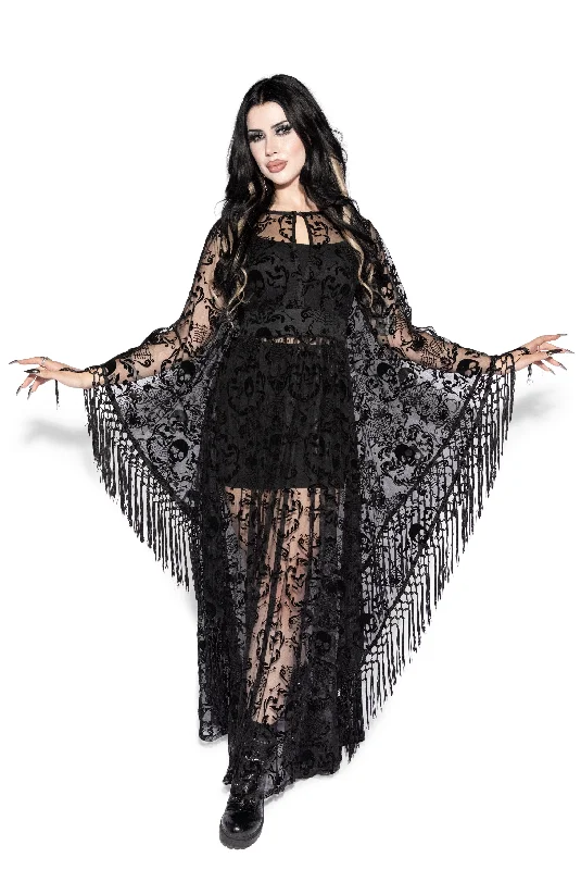 Skull Flutter Sleeve Caftan Warm Down Parka