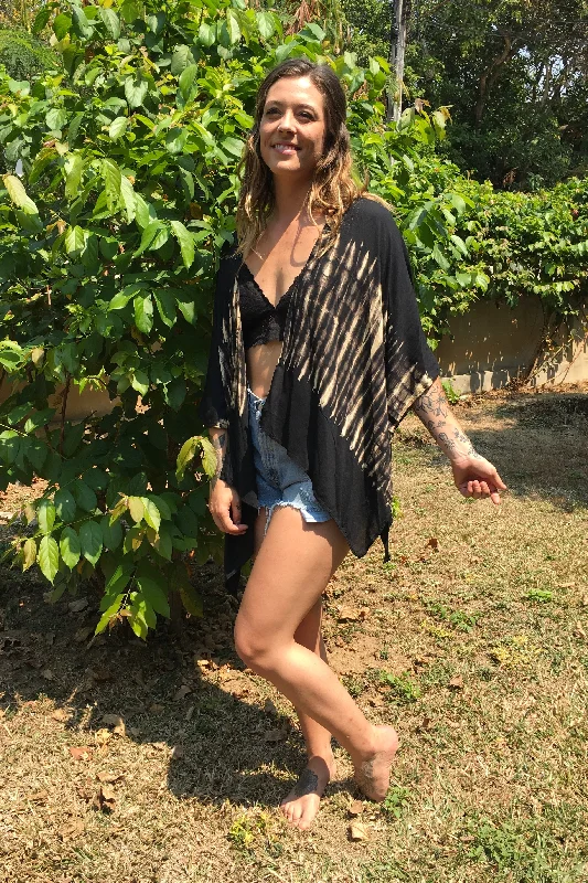 Tie Dye Short Kimono Double-Layered Poncho