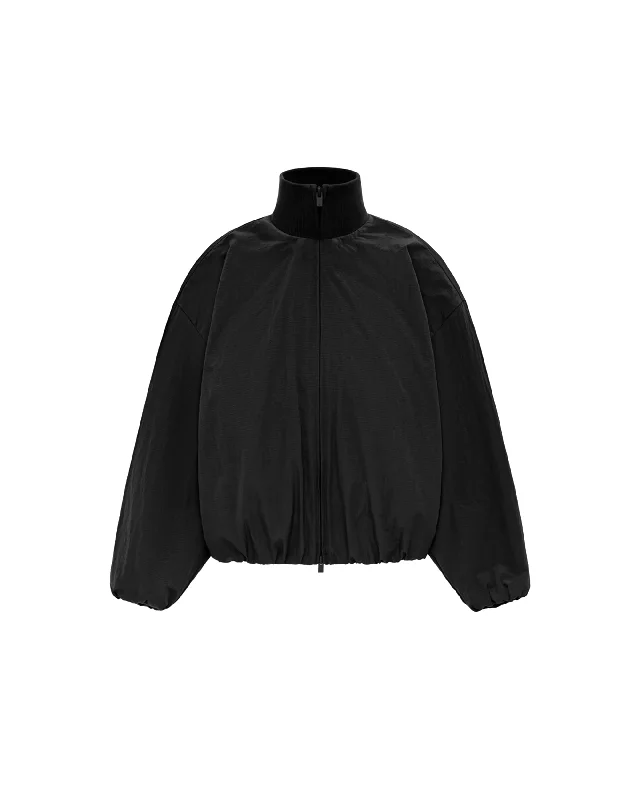 Women's Ripstop Track Jacket - Black Polished Tailored Coat