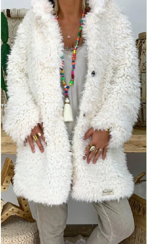Lapeled Fashion Long Sleeve Cardigan Plush Coats Chic Oversized Blazer