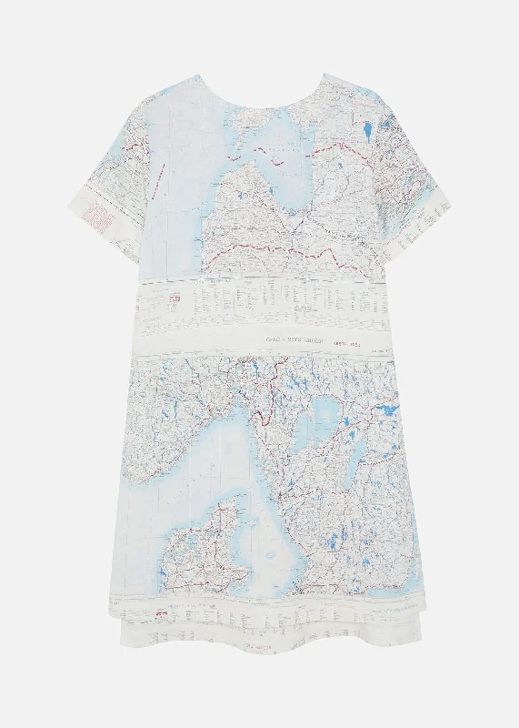 1950's SILK MAP DRESS WHITE