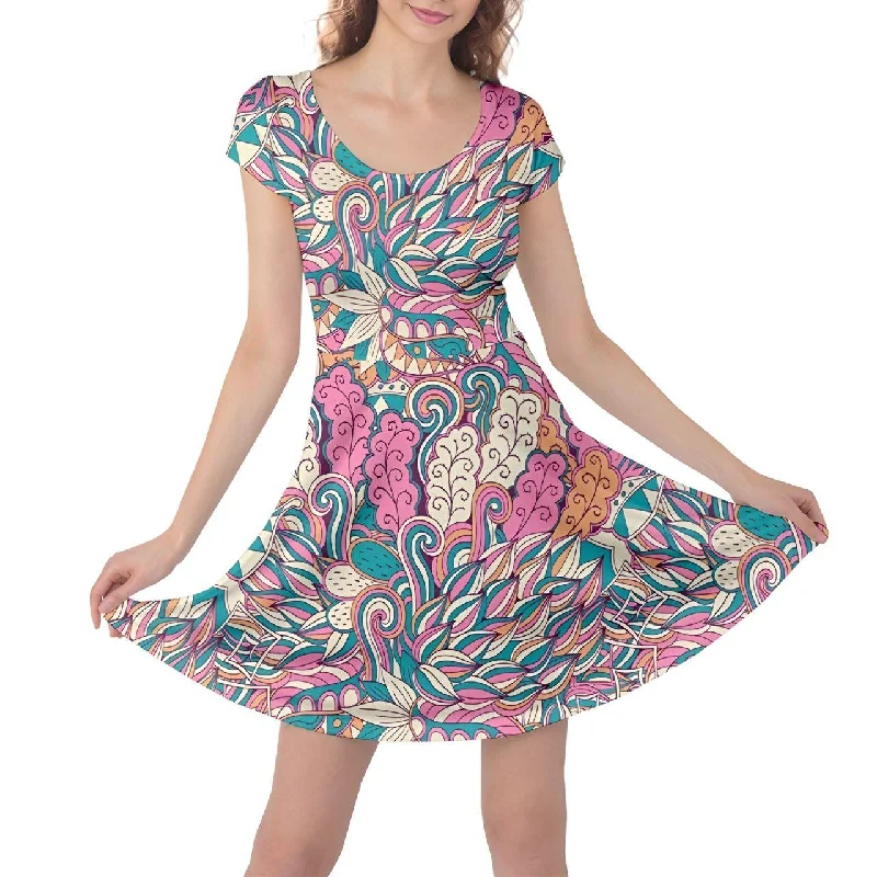 Arane Cap Sleeve Fit & Flare Dress