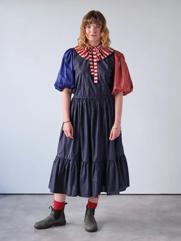 Colour Block Puff Sleeve Dress