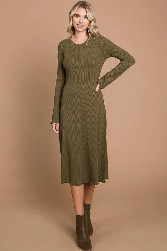 Lacey Dress in Warm Olive- Misses and Plus (S-3X)