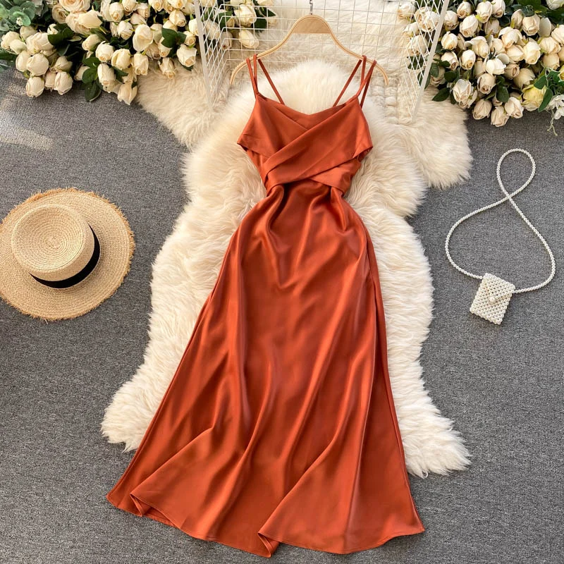 Cute Satin Short A Line Dress Fashion Dress  10944