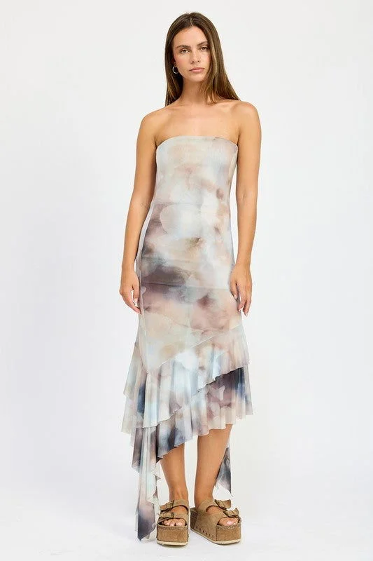 Emory Park Ruffled Asymmetrical Tube Dress