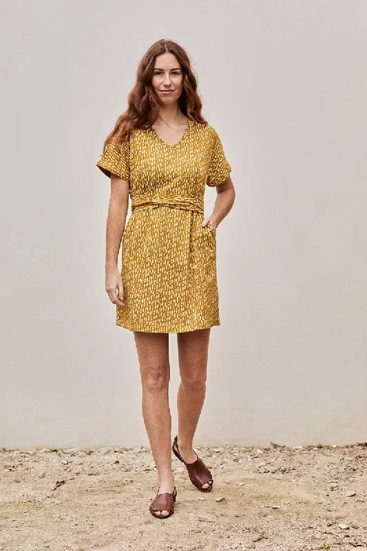 Frida Dress Ethnic Mustard