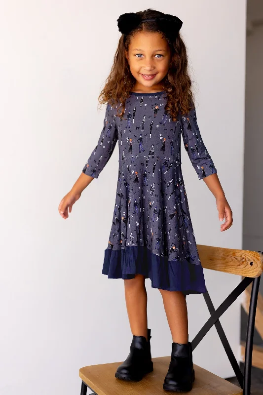 The Boo Crew Spooktacular Ruffle Hi-Lo Skater Twirling Dress (2T-7/8Y)