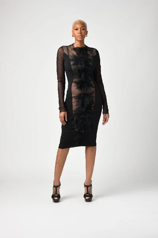 Dress Fitted with Flush tone center with Florets