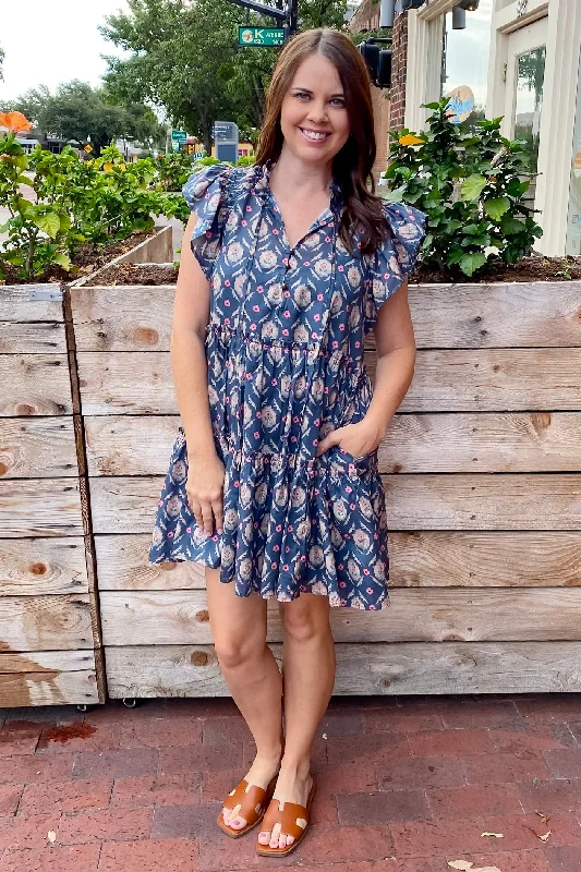 Get to The Point Print Ash Green Dress