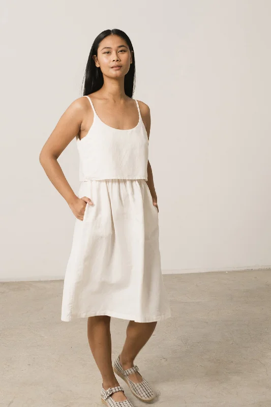 Henar White Linen Blend Strap Dress