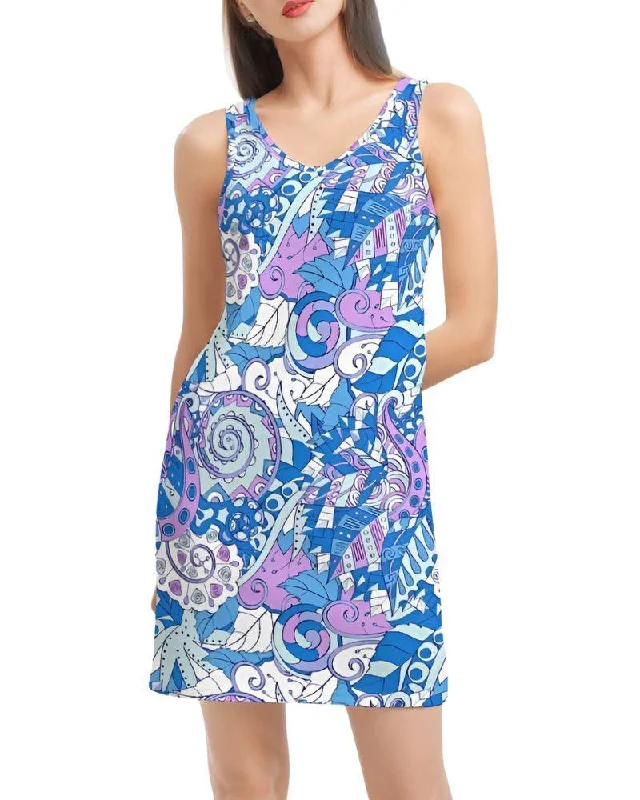 Imi Rib Knit V Neck Tank Dress
