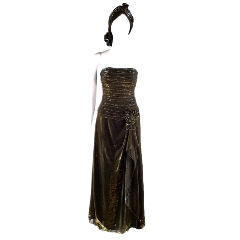 J DEL OLMO COUTURE COLLECTION GOLD EVENING GOWN-S