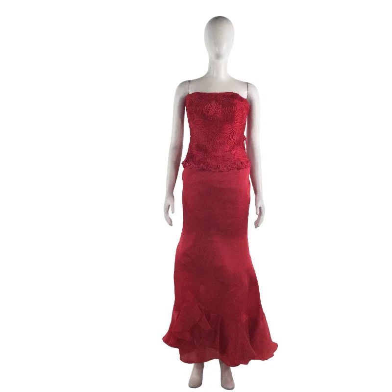 J. DEL OLMO RED EVENING GOWN-S