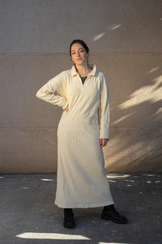 Knitted Longdress Ute - Jacquard Oat