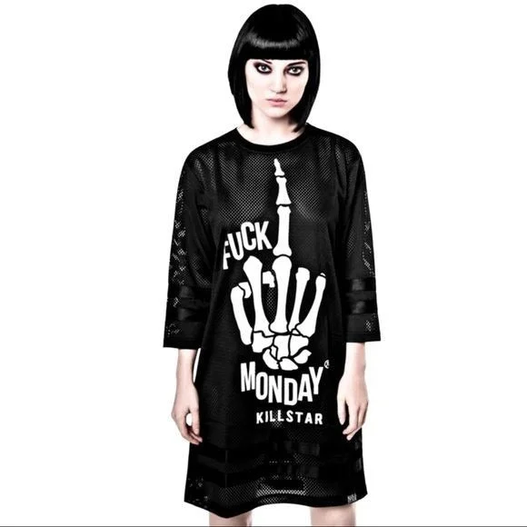Oversized Jersey Dress | F*ck Monday | 3/4 Sleeves Black Hockey Dress