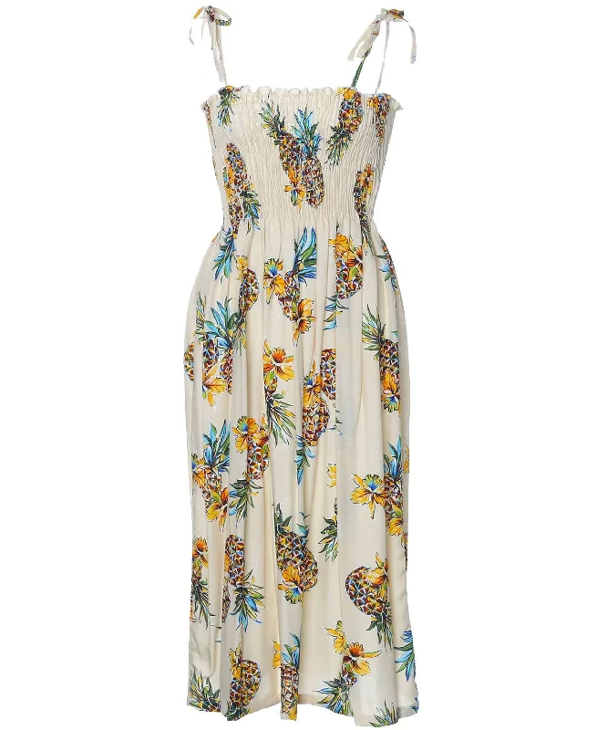 Pineapples Rayon Short Smock Dress