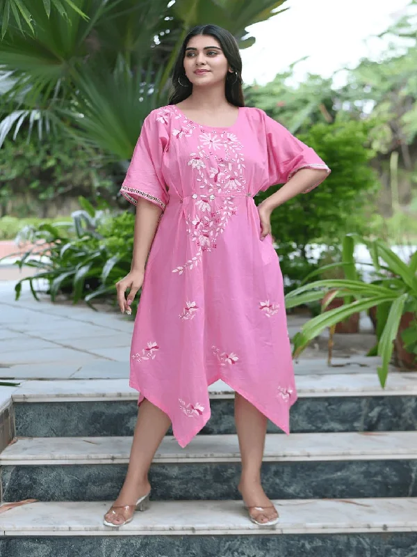 Pink Utasv Chikankari Handkerchief Dress