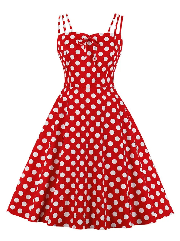 Plus Size Polka Dot Dress with Thin Straps