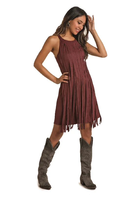 Purple Suede Fringe Dress