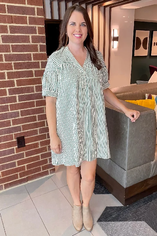 Ready For It Striped Hunter Green Dress