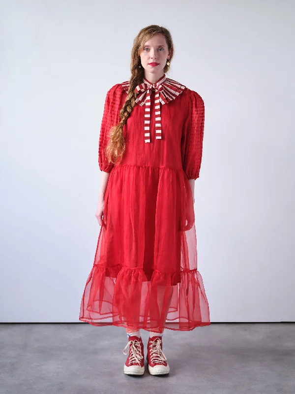 Red Puff Sleeve Dress