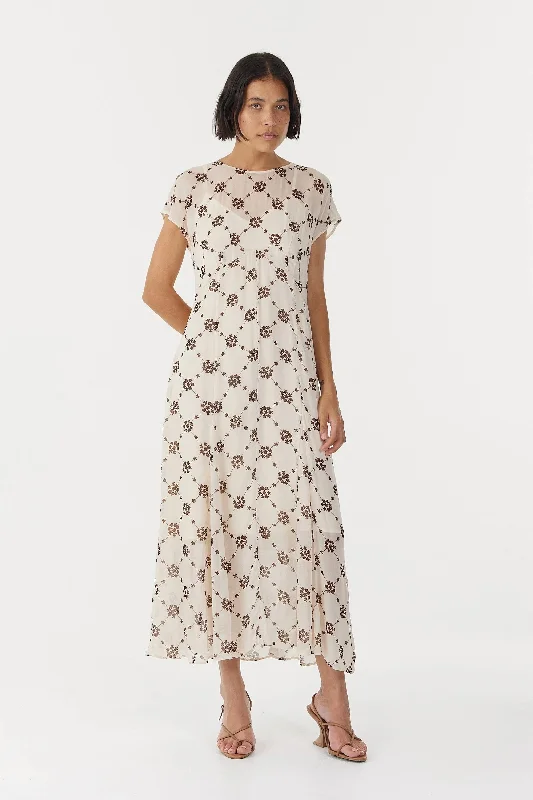 Sheer Motion Capture Sleeve Dress - Linear Bloom
