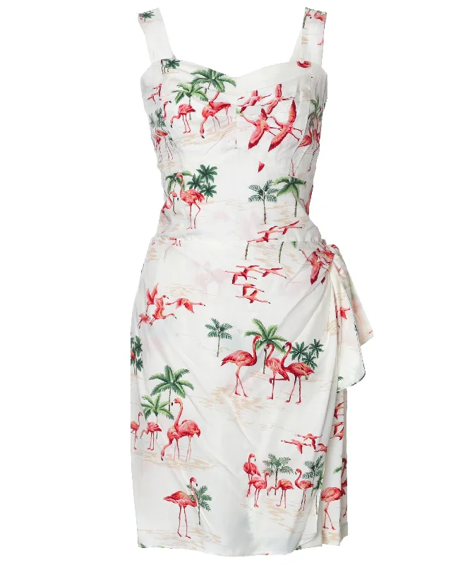 Short Sarong Dress Elastic Back Flamingo