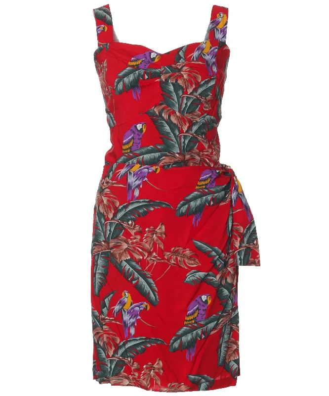 Short Sarong Dress Elastic Back Jungle Bird