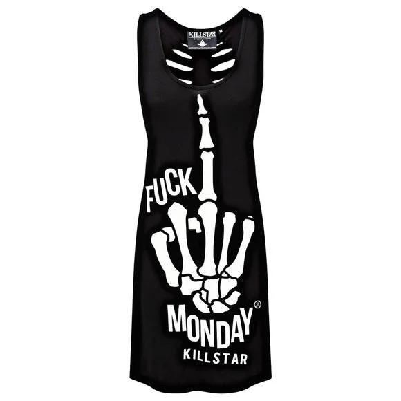 Slashed Back Dress | F*ck Monday | Vest Gothic Black Relaxed Dress