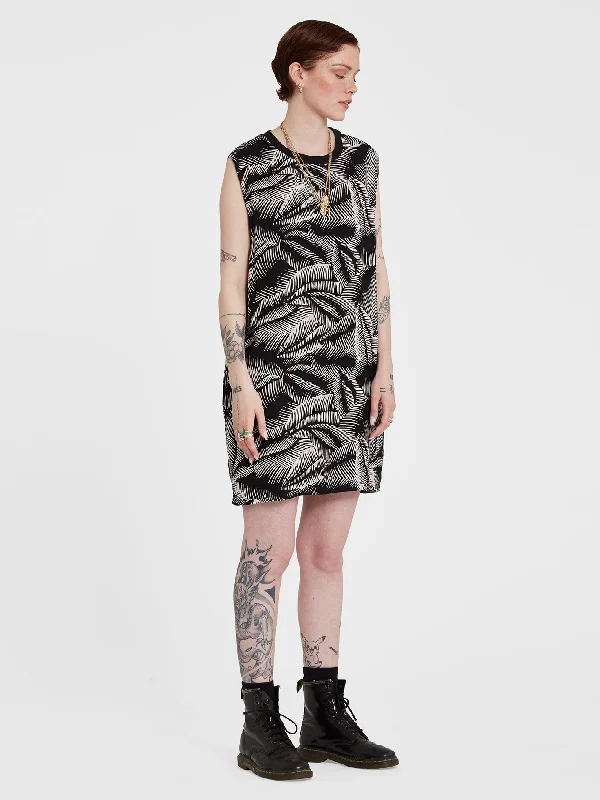 Stay Palm T Dress - BLACK WHITE